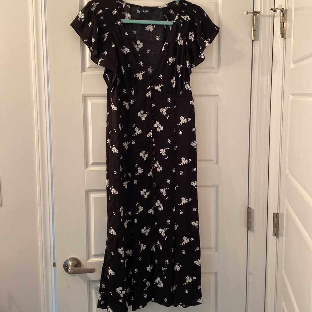 Gap Floral Black Dress Size Medium